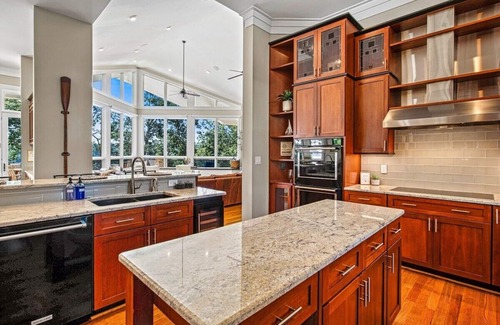 Barium Springs Ski Chalet | Exclusive Grand Lakefront Escape on Island 180 Lake Front Views
