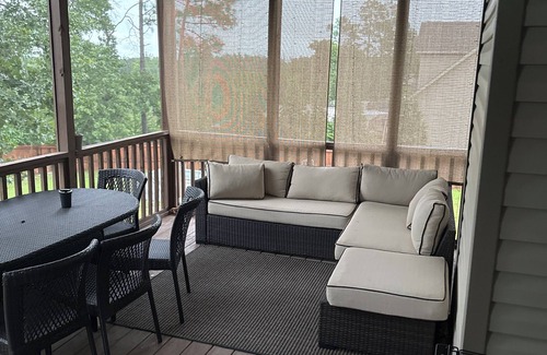 Olivia House | Executive style home in Lillington, NC with outdoor kitchen and fire pit