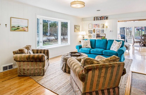 Grand Beach House | Exquisite home with beach access, tennis, firepit, golf, & W/D