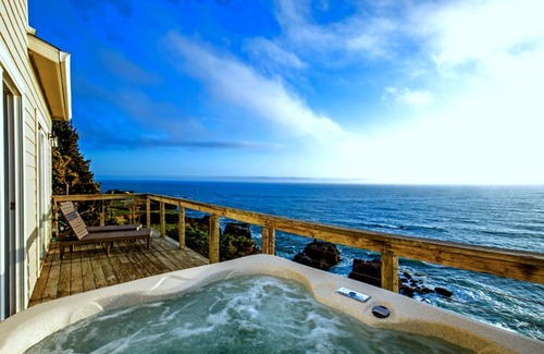 Shelter Cove Condo | Exquisite Oceanview! by OceanviewHotTubs Tesla Charging Shelter Cove Oceanfront