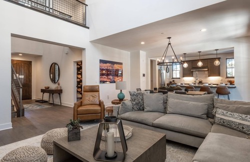 Mammoth Lakes House | Fall Getaways Available! Townhome with Private Deck! Mountain Views! Fireplace!