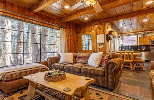 Peter Pan Cabin | Family cabin: Hot tub, firepit, game room, fenced, BBQ, movie lineup