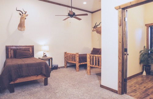 Clay Center Cabin | Family/Group sized area 4000 sq ' with large entertaining room with fireplace!