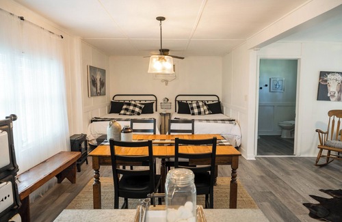 Round Top Other | Farmhouse bed and bath with pool and hot tub