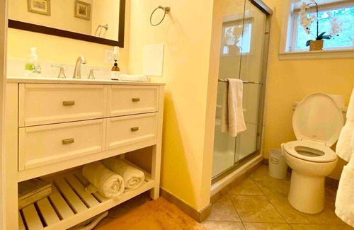 Warwick Apartment | Farms, wineries, trails, king bed & heated floors