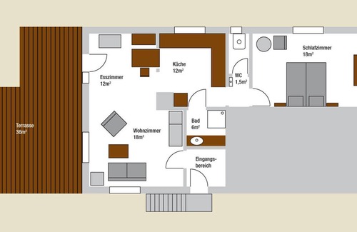 Lenningen Apartment | Ferienwohnung mit Terrasse, 68qm, 1 Schlafzimmer, max. 2 Personen