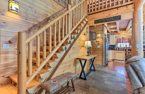 Mt Cobb Villa | Fire Pit & Game Room: Waterfront Poconos Cabin