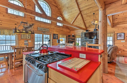 Mt Cobb Villa | Fire Pit & Game Room: Waterfront Poconos Cabin