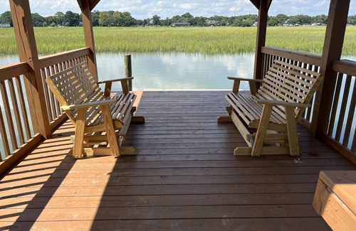 Charleston Apartment | Folly Beach Riverfront Apt with NEW Gazebo Dock, boat ramp, kayaks and bikes!