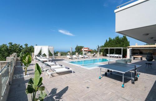 Tria Monastiria Villa | Free Breakfast at Oak Luxury villa with heated pool, Playground and Pool table