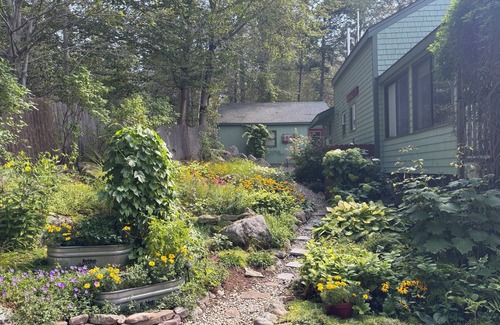 Standish House | Frye Island Getaway: Steps to the Beach + Backyard Garden Escape