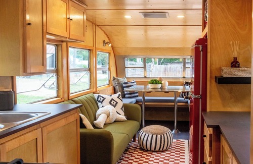 Comfort House | Full Bed with Bathroom, Living Room, Kitchenette, and Mini Fridge