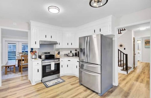 North Charleston House | Game Room Fireplace Backyard Deck Fire Pit Pets