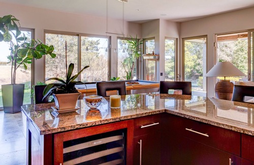 Sagaponack House | Glam-style home with private pool, open-floor plan, floor-to-ceiling.