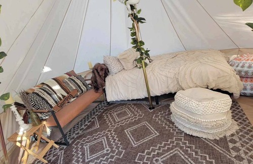 Beaufort RV Rental | Glamping Tent getaway suite. Connect with Mother Nature, unplug, and unwind!