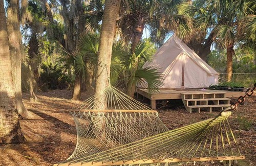 Beaufort RV Rental | Glamping Tent getaway suite. Connect with Mother Nature, unplug, and unwind!