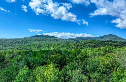 Carrabassett Valley Cabin | Gorgeous dog-friendly cabin with great view, deck, hot tub, & gas fireplace