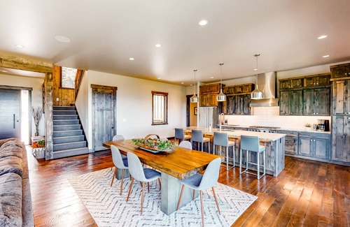 Lakeside House | Gorgeous lake-view cabin with game room & fireplaces - near Blacktail Mountain
