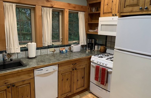 Ashford Cabin | Gorgeous secluded cabin 2 miles from Mt. Rainier National Park. Private hot tub overlooking Copper Creek. No other buildings in sight! Pet friendly. Children welcome. Two bedrooms, full kitchen, big deck with creek views.