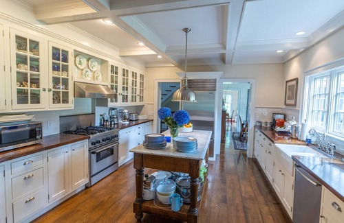 Sagaponack House | Gourmet Marble and Mahogany Chef's Kitchen, Gym, Media Room, Terraces,.
