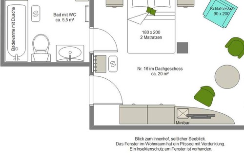 Neuensien Apartment | Großes Doppelzimmer - Ferienzimmer und -wohnungen mit Seeblick