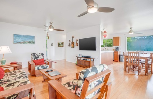 Anahola House | Hale Makai Beachfront Home, AC, Oceanfront on Anahola Bay, TVNC# 5065