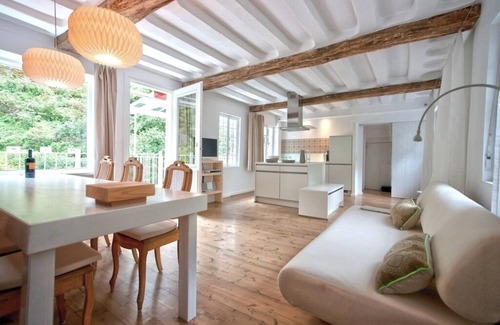 Monschau House | Half-timbered house 18th century, modern design, terrace, river property