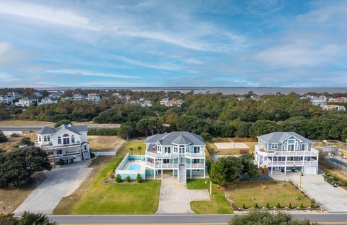 Monteray Shores House | Harmankaya by Luxstayusa: Renovated Luxury in Corolla w/Pool, Views & Game Room