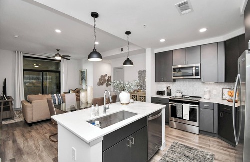 Braeswood Place Apartment | Haus of Blues🌇Modern & Urban 2BR at TX Med Center with Private Parking