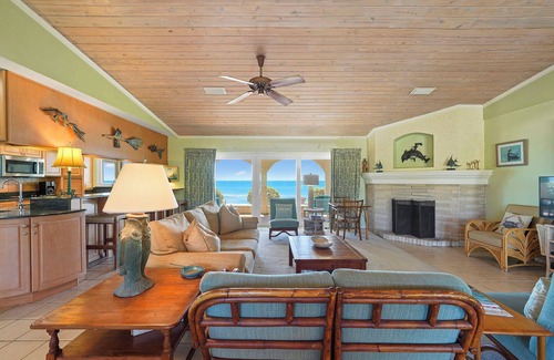Four Mile Village House | High Point South - Beachfront Home with Ocean Views, Spacious Deck & Fireplace