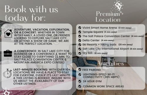 Downtown Salt Lake City Apartment | High Rise 12th Floor City Views Free Pkg Gym