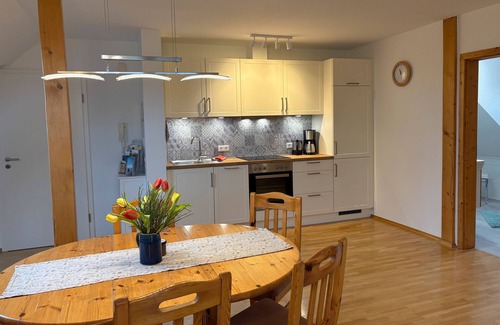 Wilhelmsdorf Apartment | Holiday Apartment 'Riedblick' with Shared Terrace, Shared Garden and Wi-Fi