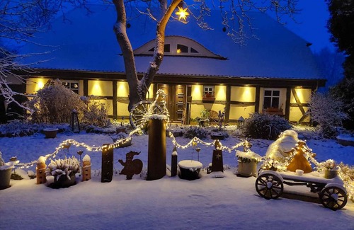 Garz/Rugen House | Holiday home with fireplace, patio and a view of nature