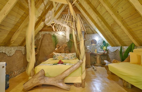 Las Galeras Cabin | Honeymoon yellow-sun cabin #3, at Chalet Tropical bio-hotel