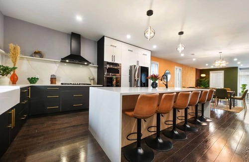 Lower Lawrenceville House | ★ HostWise Stays ★ Luxe Kid-Friendly Home with Rooftop deck, Garage, High End Kitchen, More!