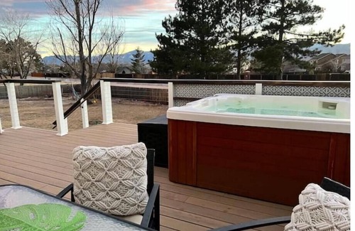 Briargate House | Hot Tub & Mountain Views; Theatre; Sauna; Piano; Two tier deck; Kid’s room