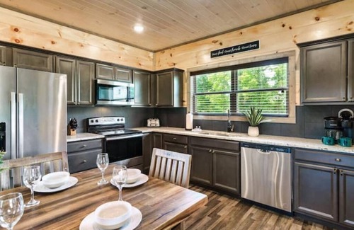 Sevierville Cabin | HUGE Fire Pit, Flat Roads, Pets OK, Stadium Theater, Hot Tub, 350mb WIFI