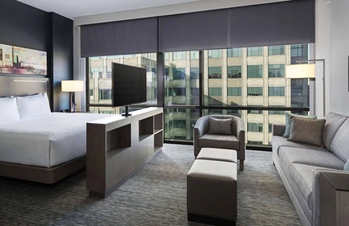 Exchange Place Hotel | Hyatt House - Studio, 1 King Bed with Sofa bed, Kitchen