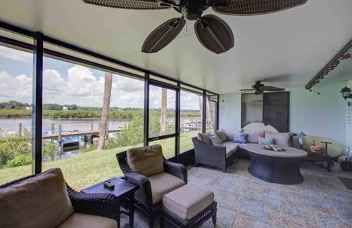 New Smyrna Beach House | ICW Access Water 2 Bed Two Bath Villa Floating Dock Optional Up to 22 foot boat