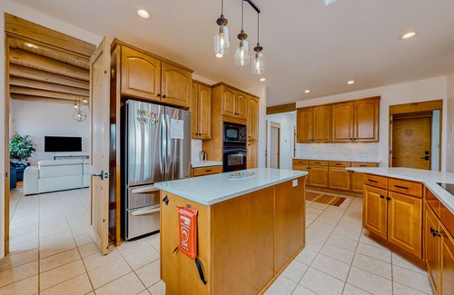 Canoncito House | Idyllic mountain-view retreat with luxe interior & private sunset-view hot tub