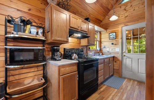 Rogers Cabin | Inviting, charming 2BR, log cabin located in the Scenic Heights neighborhood.