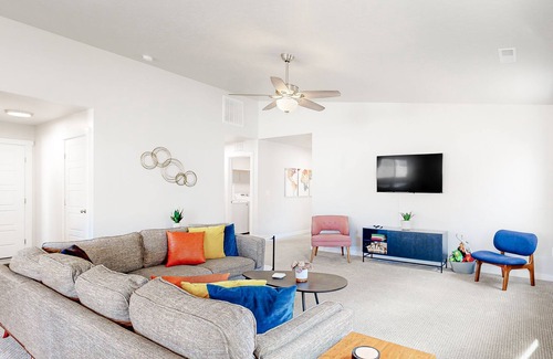 Meridian House | Inviting home with game room, central AC, full kitchen, & W/D