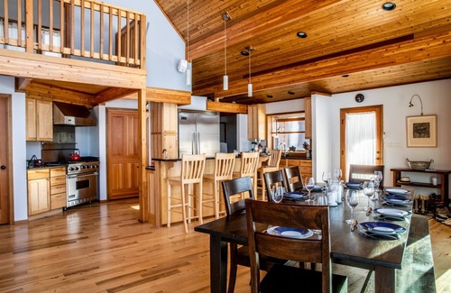 Harbert House | Inviting Timber Frame home near the beach with pool table, central AC, & W/D