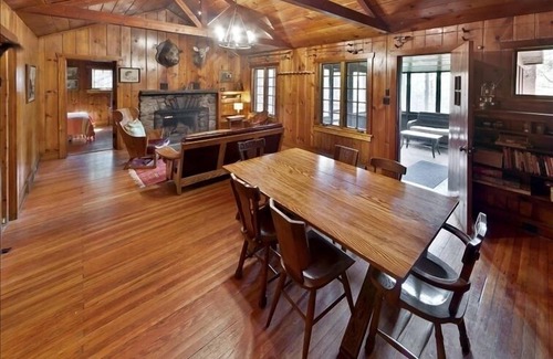 Milford Cabin | Isolated Creekside Knotty Pine 1930s Lodge on 575 Acre Forest Preserve
