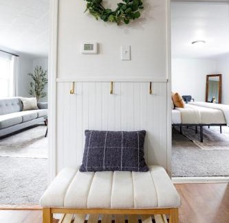 Lockport Apartment | King Bed, Work Desk, Near Hwy, Laundry Room Access