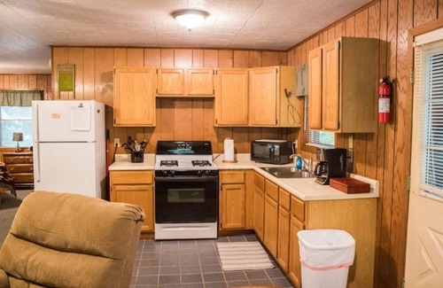Triumph Apartment | Kishauwau's Starved Rock Area Cabins - Romantic Whirlpool Hunters Cabin