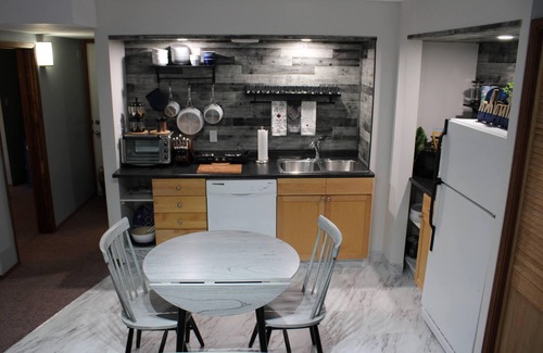 Hinton Apartment | Kitchenette Suite with King & Queen beds, Quiet Forest views from patio with BBQ