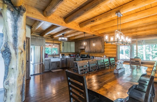 The Arbor Cabin | Lake Front Log Cabin with Double Decker Dock&Mtn. Views