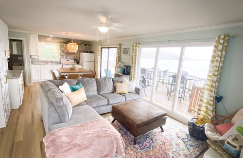 Barnett House | Lake of the Ozarks Lakefront home with water slide and game porch