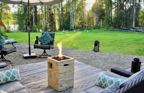 Susitna North Cabin | lakefront cabin with boats, sauna, hot tub, fire pits, trails, fishing gear